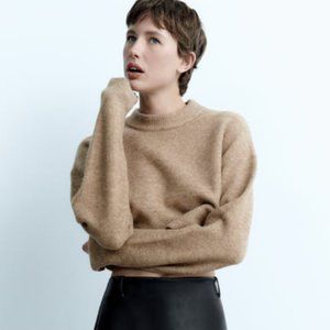NWT Zara Cropped Knit Sweater - Beige